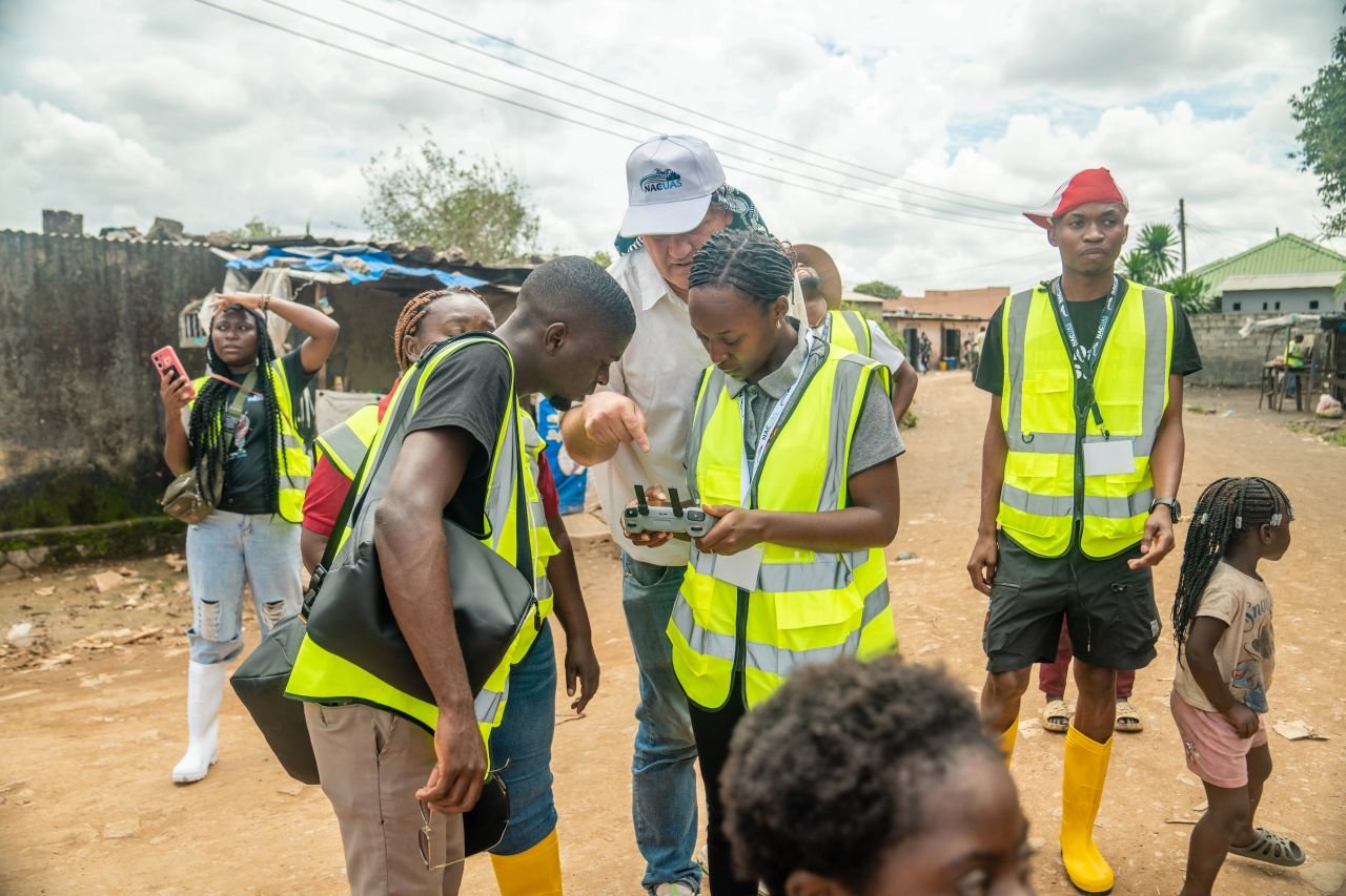 Community drone mapping team during pilot training in the field, Lusaka, March 2026. | Photo: Abednego Chanda