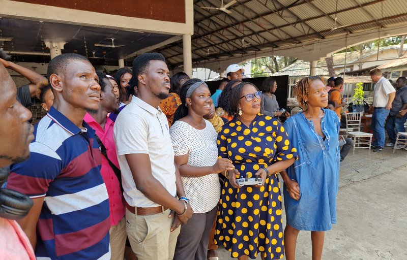 Residents of Freetown, engaged in a drone mapping training exercise.
