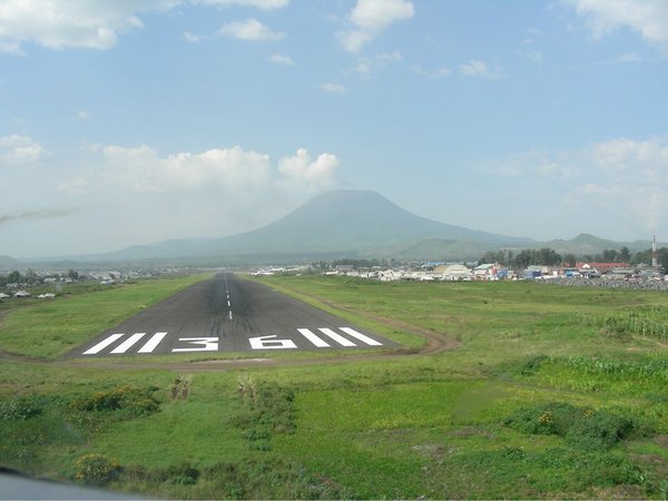 Goma Airport with Mount Nyiragongo in the background, 18 December 2010, Credit: Alexei Shevelev