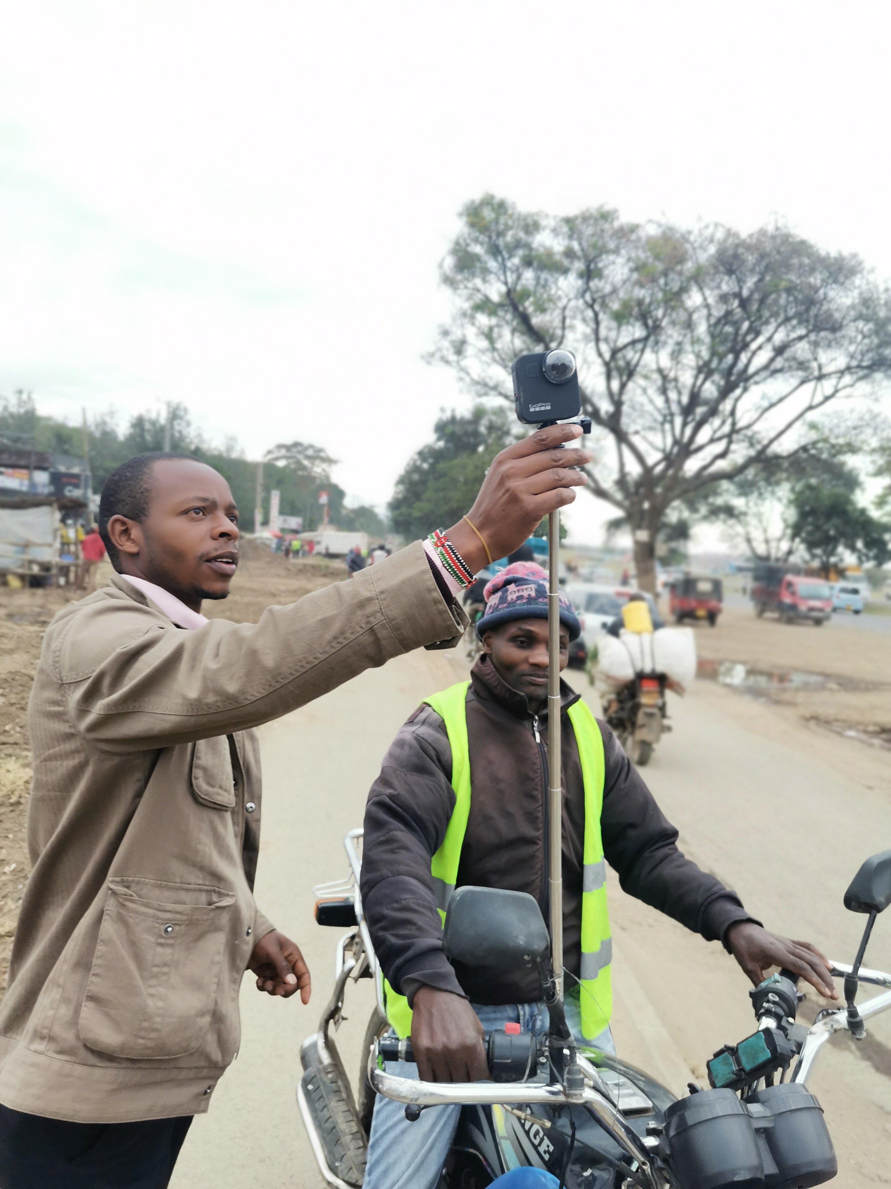 GoPro camera mounted on a boda boda for street-level imagery capture in Nakuru