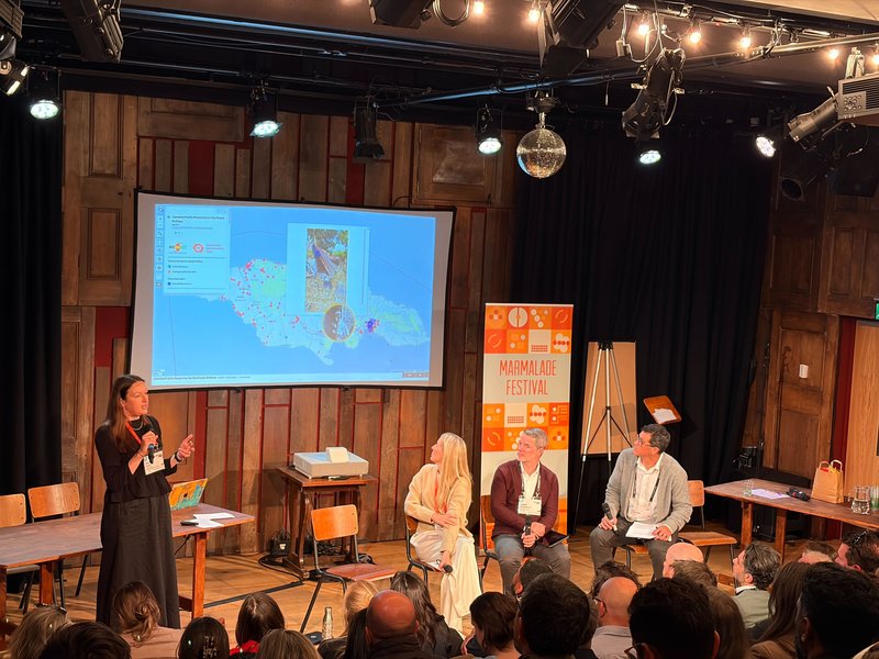 Rebecca presents HOT's achievements during the Skoll World Forum