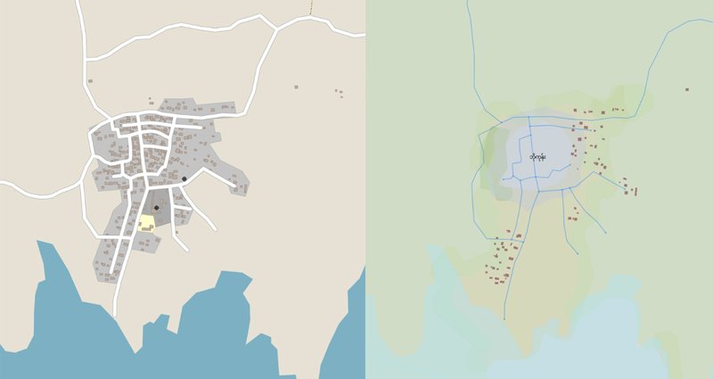 OSM data (left) added through HOT-myOSM collaboration in May 2025 has yet to be completely updated in Overture data (right) when accessed on 28 July 2025.