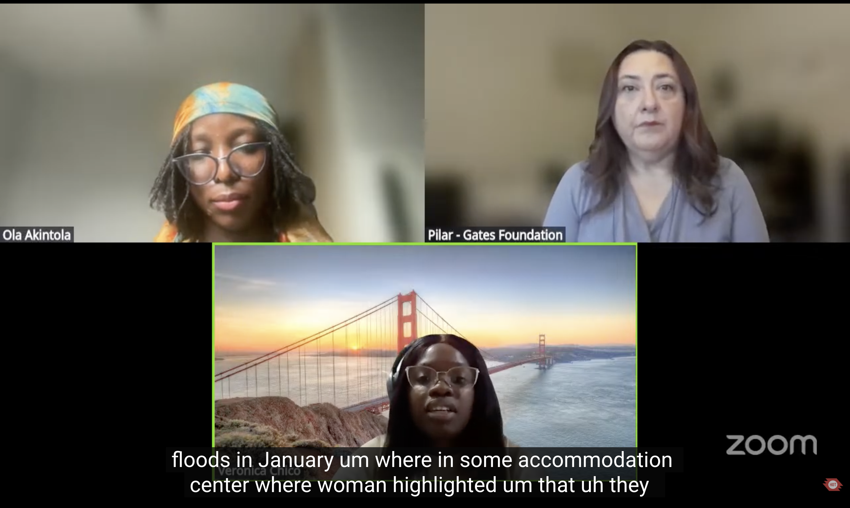 Veronica Chico, Technical Project Coordinator at HOT Mozambique, discussing how community mapping captures women's knowledge during the webinar.