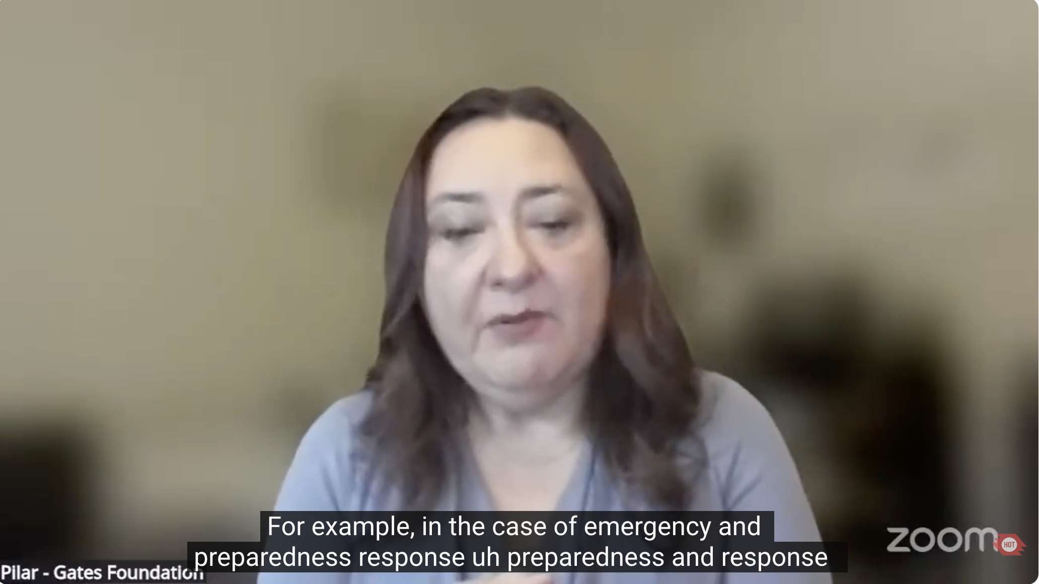 Pilar Pacheco, Senior Program Officer for Emergency Response at the Gates Foundation, discussing how funders can demand gender-disaggregated data in emergency response programming.
