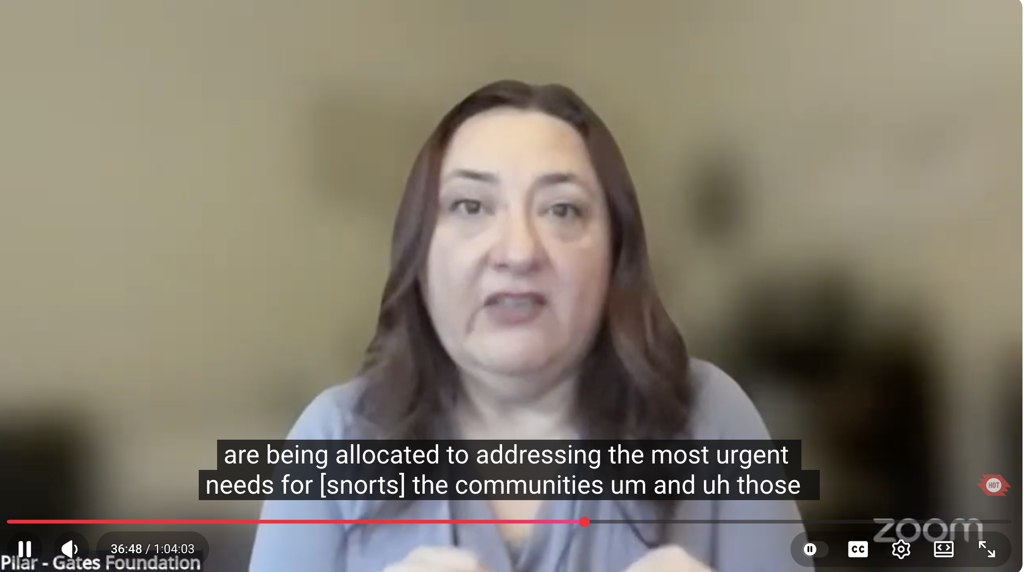 Pilar emphasizing the responsibility of funders to use their influencing power to demand gender-responsive data systems.